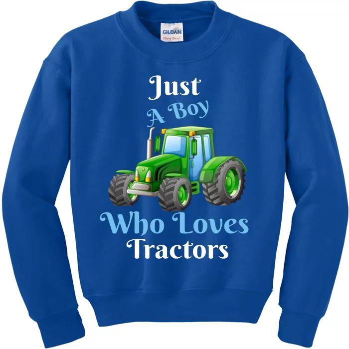 Just A Boy Who Loves Tractors Funny Gift Kids Sweatshirt