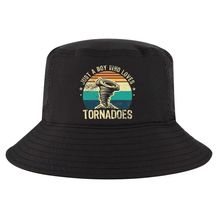 Just A Boy Who Loves Tornadoes Meteorologist Tornado Chaser Cool Comfort Performance Bucket Hat