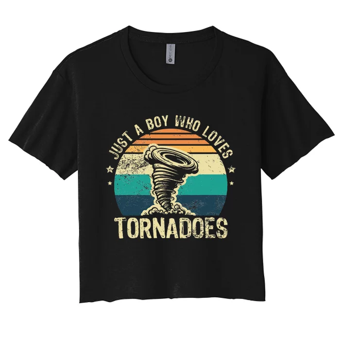 Just A Boy Who Loves Tornadoes Meteorologist Tornado Chaser Women's Crop Top Tee