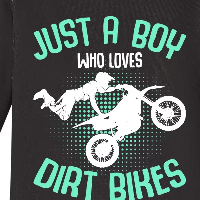 Just A Boy Who Loves Dirt Bikes Motocross Enduro Dirt Biking Baby Long Sleeve Bodysuit