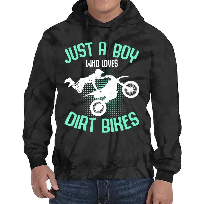 Just A Boy Who Loves Dirt Bikes Motocross Enduro Dirt Biking Tie Dye Hoodie