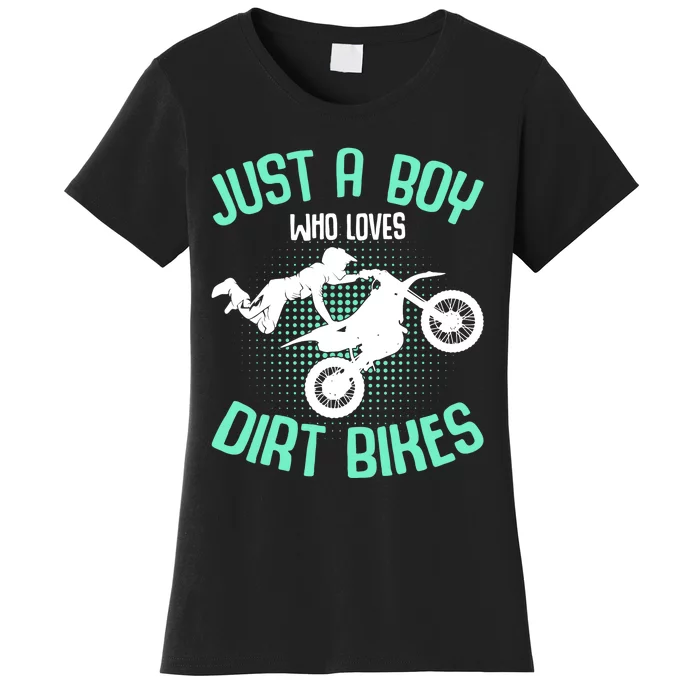 Just A Boy Who Loves Dirt Bikes Motocross Enduro Dirt Biking Women's T-Shirt