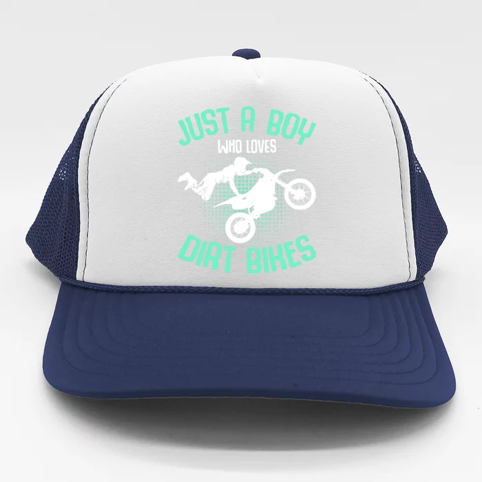 Just A Boy Who Loves Dirt Bikes Motocross Enduro Dirt Biking Trucker Hat