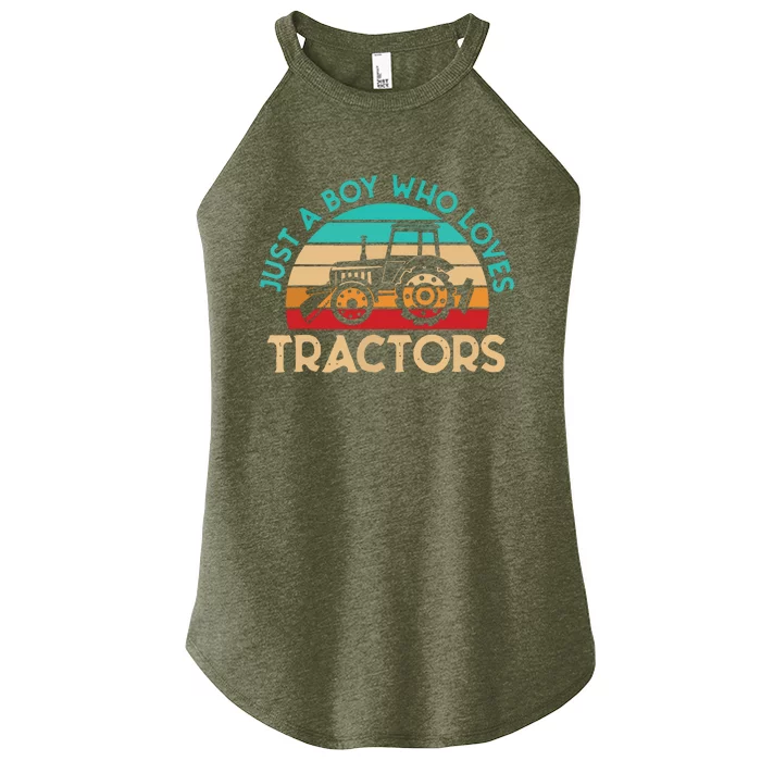 Just A Boy Who Loves Tractors Farmer Women’s Perfect Tri Rocker Tank