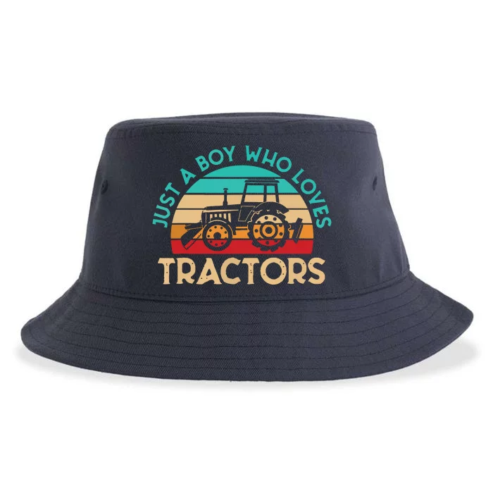 Just A Boy Who Loves Tractors Farmer Sustainable Bucket Hat