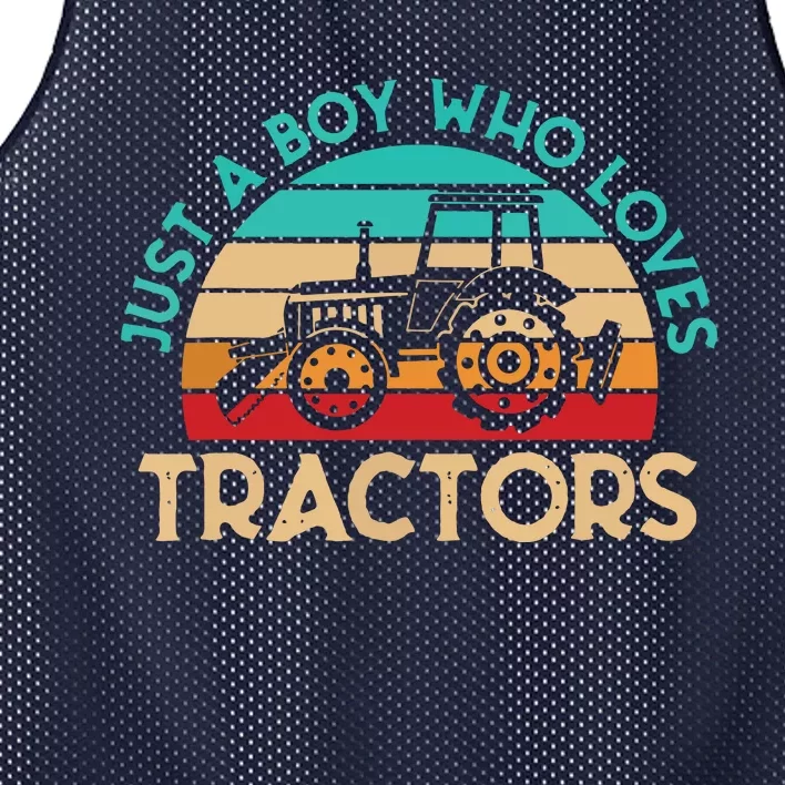 Just A Boy Who Loves Tractors Farmer Mesh Reversible Basketball Jersey Tank