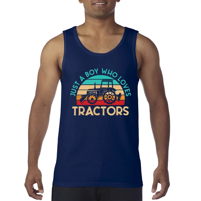 Just A Boy Who Loves Tractors Farmer Tank Top