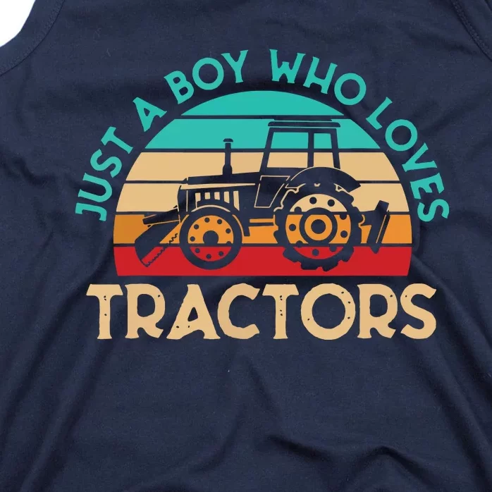 Just A Boy Who Loves Tractors Farmer Tank Top