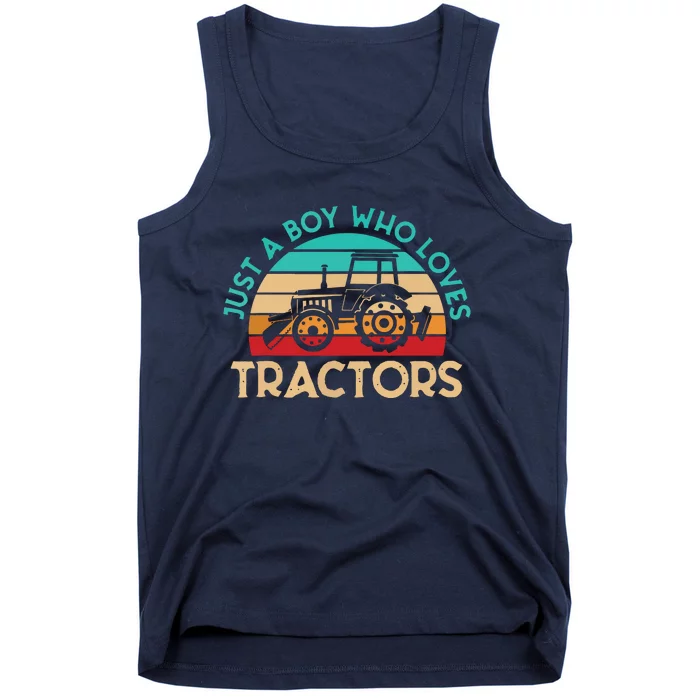 Just A Boy Who Loves Tractors Farmer Tank Top