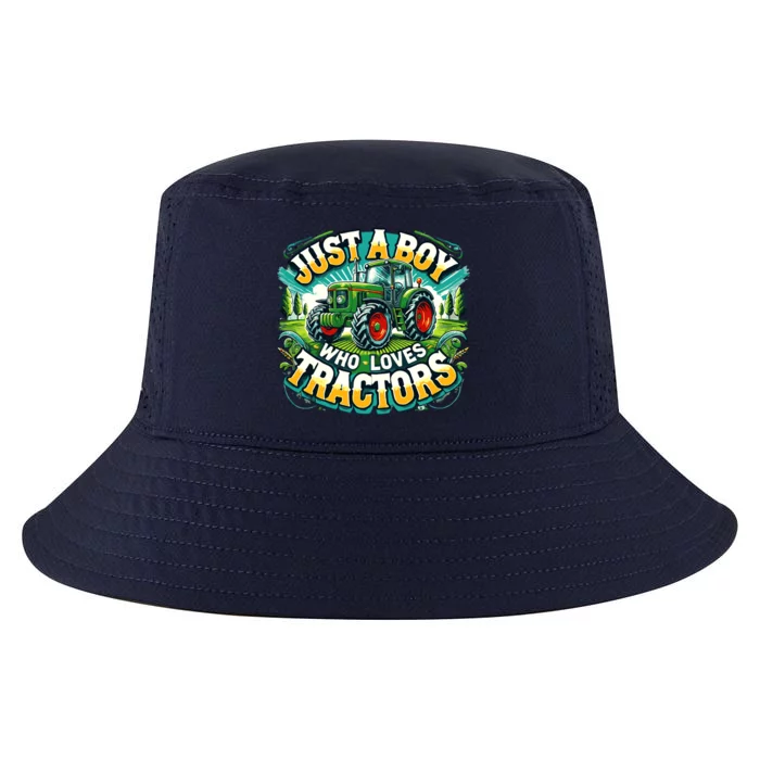 Just A Boy Who Loves Tractors Cool Comfort Performance Bucket Hat