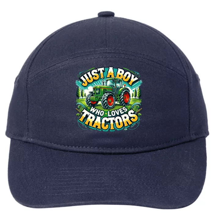 Just A Boy Who Loves Tractors 7-Panel Snapback Hat