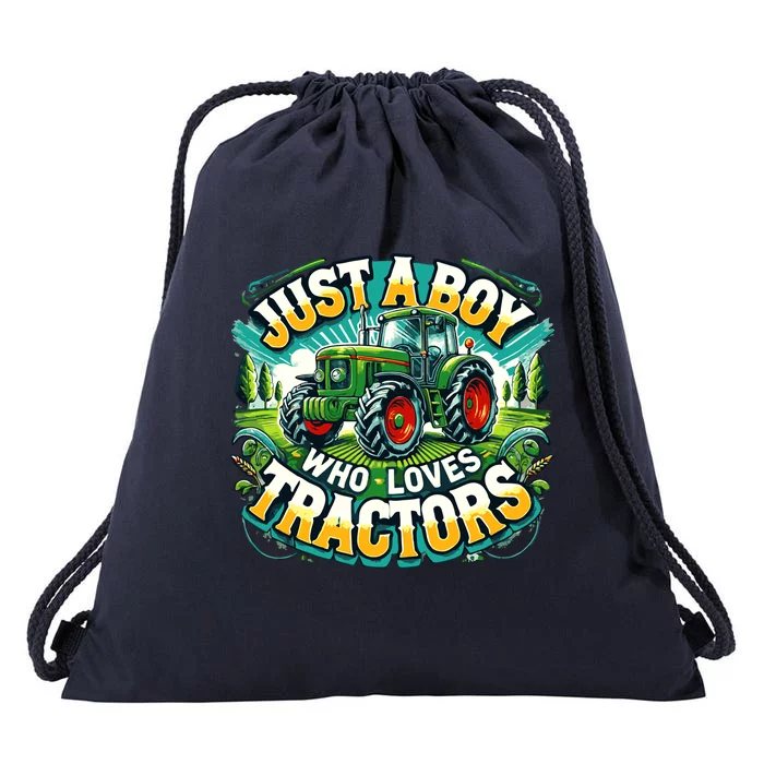 Just A Boy Who Loves Tractors Drawstring Bag