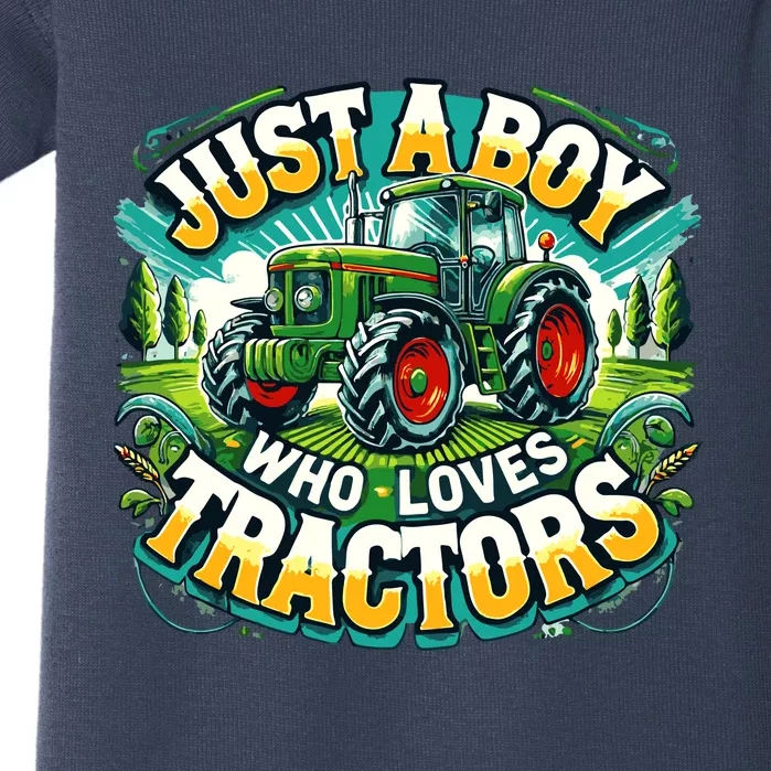 Just A Boy Who Loves Tractors Baby Bodysuit