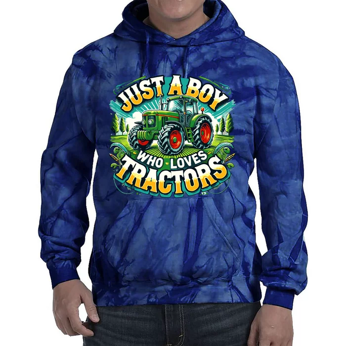 Just A Boy Who Loves Tractors Tie Dye Hoodie