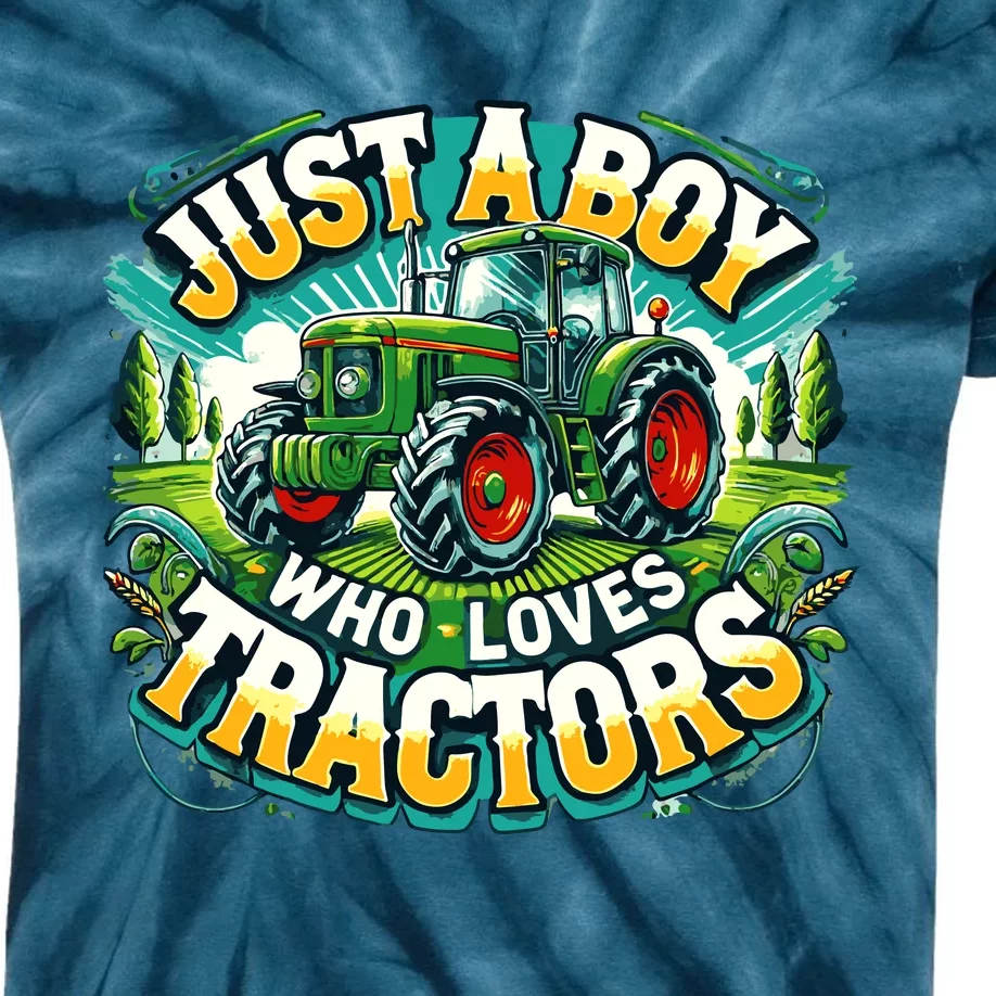 Just A Boy Who Loves Tractors Kids Tie-Dye T-Shirt