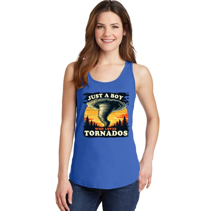 Just A Boy Who Loves Tornados Meteorology Storm Chaser Ladies Essential Tank