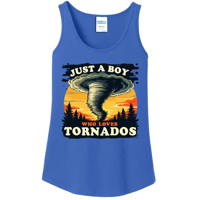 Just A Boy Who Loves Tornados Meteorology Storm Chaser Ladies Essential Tank