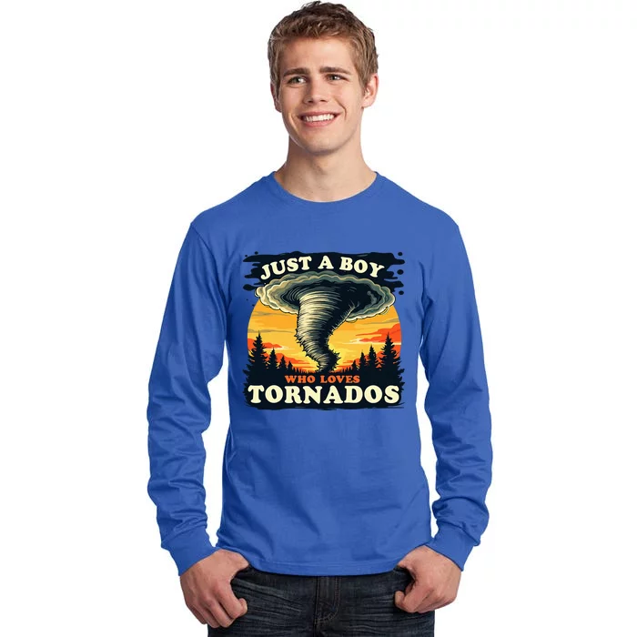 Just A Boy Who Loves Tornados Meteorology Storm Chaser Tall Long Sleeve T-Shirt