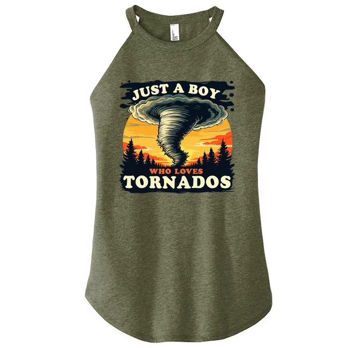 Just A Boy Who Loves Tornados Meteorology Storm Chaser Women’s Perfect Tri Rocker Tank