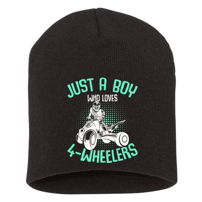 Just A Boy Who Loves 4 Wheelers Atv Quad Short Acrylic Beanie