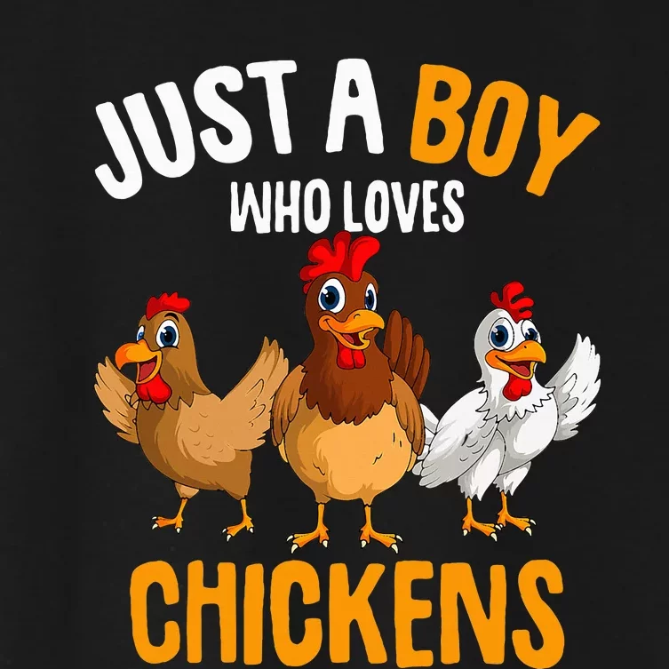 Just a Boy who loves Chickens funny farmer Women's Crop Top Tee