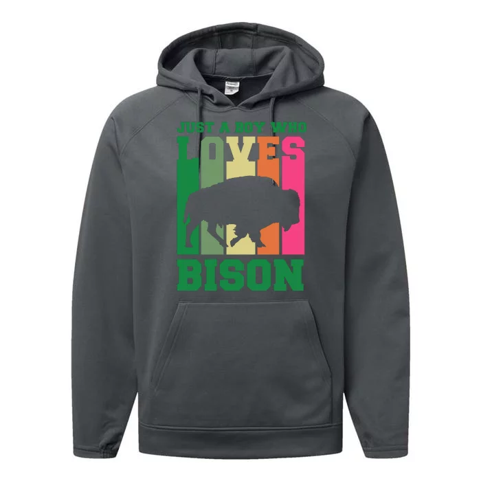 Just A Boy Who Loves Bison Performance Fleece Hoodie