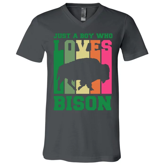 Just A Boy Who Loves Bison V-Neck T-Shirt