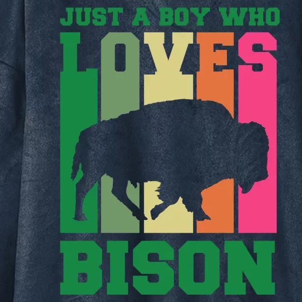 Just A Boy Who Loves Bison Hooded Wearable Blanket