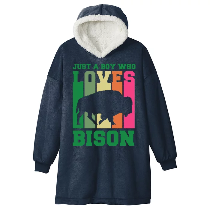 Just A Boy Who Loves Bison Hooded Wearable Blanket