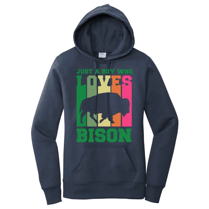 Just A Boy Who Loves Bison Women's Pullover Hoodie