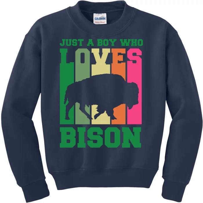 Just A Boy Who Loves Bison Kids Sweatshirt