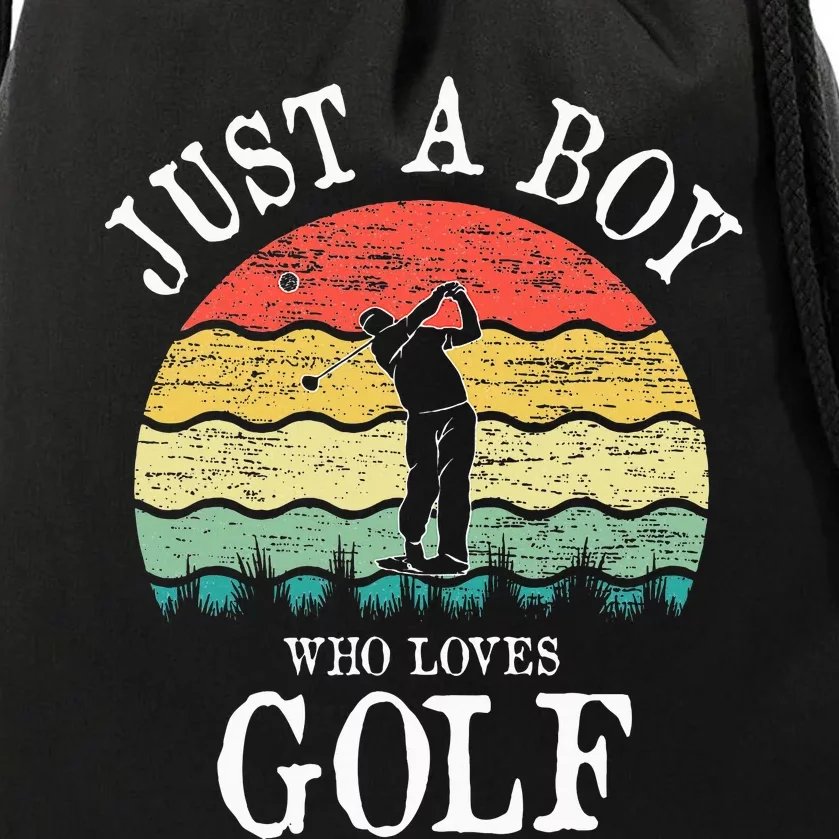 Just A Boy Who Loves Golf Drawstring Bag