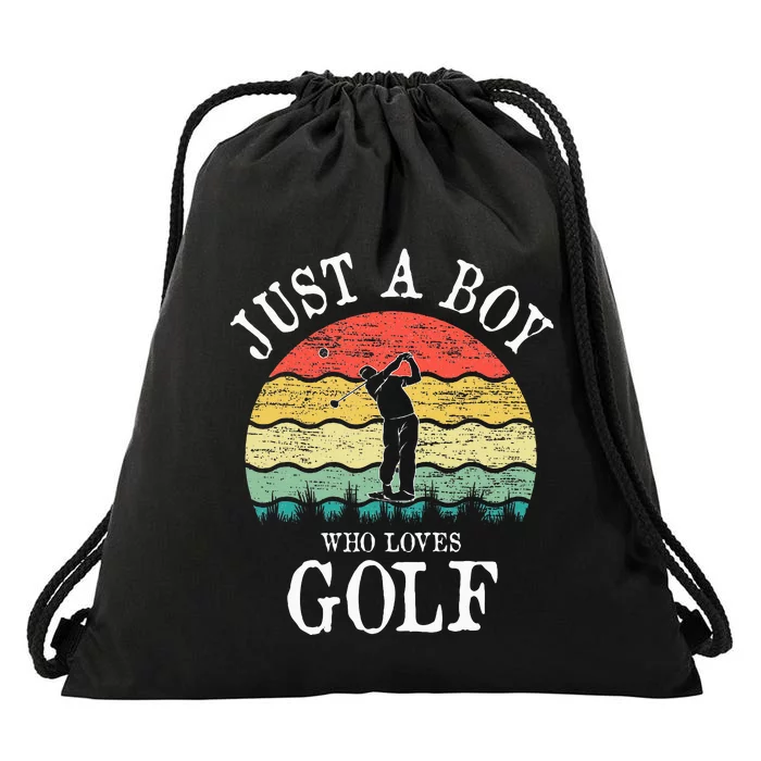 Just A Boy Who Loves Golf Drawstring Bag