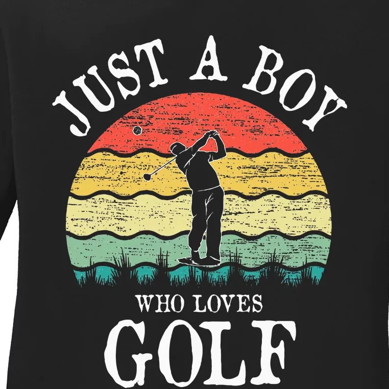 Just A Boy Who Loves Golf Ladies Long Sleeve Shirt