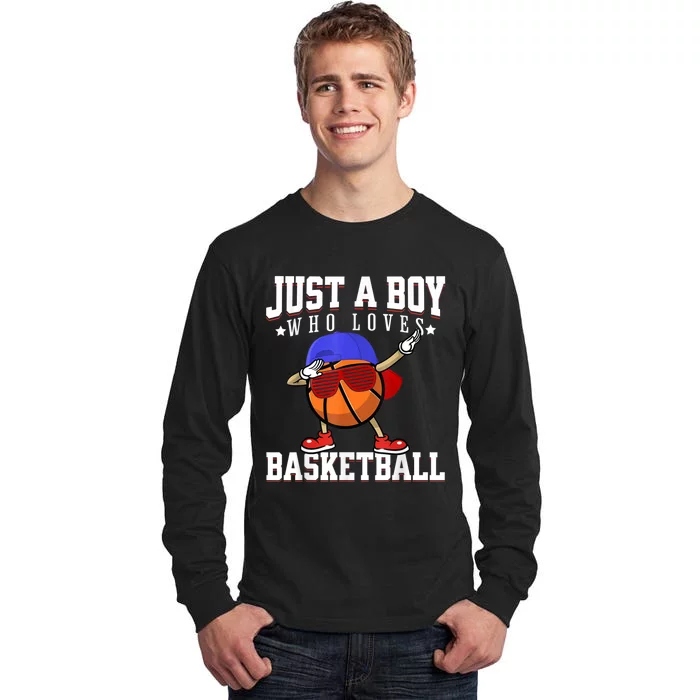 Just A Bo Y Who Loves Basketball, American Sport Player Tall Long Sleeve T-Shirt