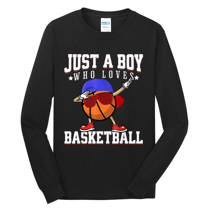 Just A Bo Y Who Loves Basketball, American Sport Player Tall Long Sleeve T-Shirt