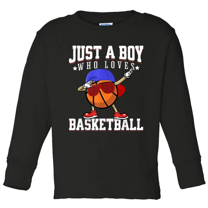 Just A Bo Y Who Loves Basketball, American Sport Player Toddler Long Sleeve Shirt