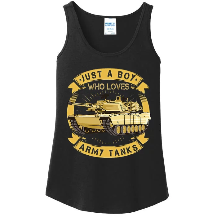 Just A Boy Who Loves Army Tanks For Military Boy Ladies Essential Tank