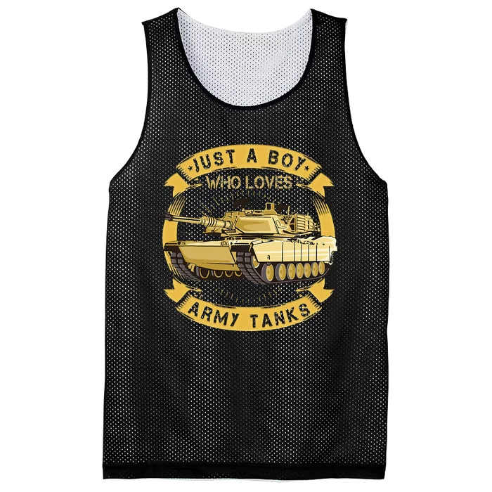 Just A Boy Who Loves Army Tanks For Military Boy Mesh Reversible Basketball Jersey Tank