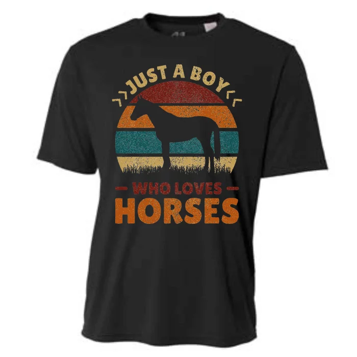 Just A Boy Who Loves Horses Horse Stuff Horse Lover Cooling Performance Crew T-Shirt