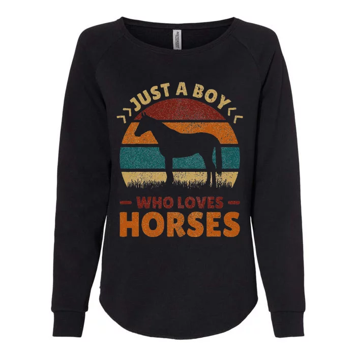 Just A Boy Who Loves Horses Horse Stuff Horse Lover Womens California Wash Sweatshirt