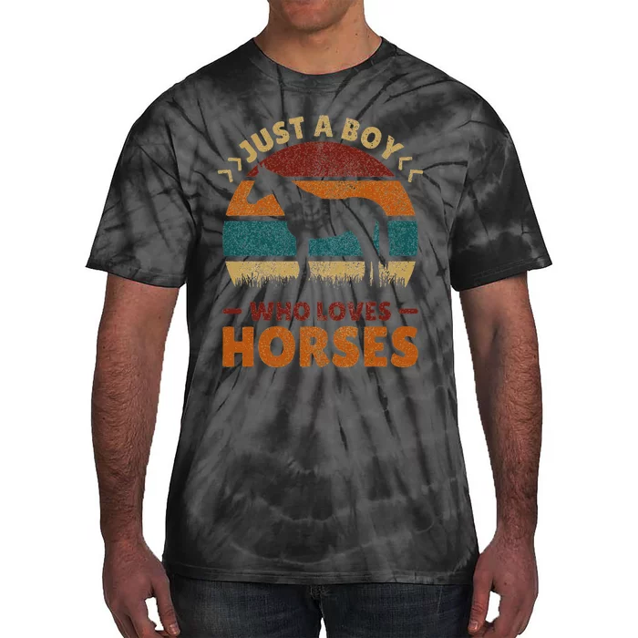 Just A Boy Who Loves Horses Horse Stuff Horse Lover Tie-Dye T-Shirt