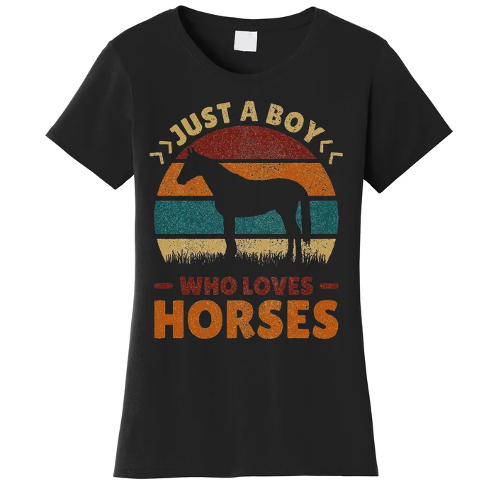 Just A Boy Who Loves Horses Horse Stuff Horse Lover Women's T-Shirt