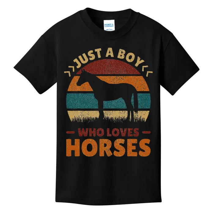 Just A Boy Who Loves Horses Horse Stuff Horse Lover Kids T-Shirt