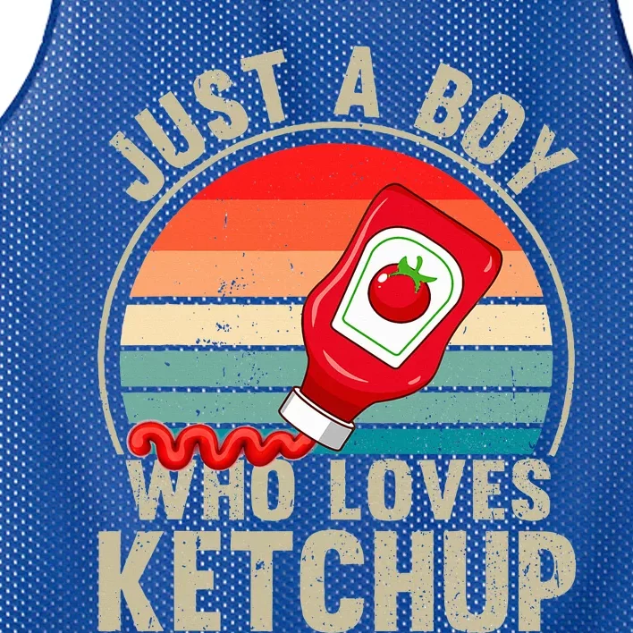 Just a Boy Who Loves Ketchup Catsup Condiment Lover Mesh Reversible Basketball Jersey Tank