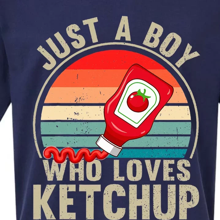 Just a Boy Who Loves Ketchup Catsup Condiment Lover Sueded Cloud Jersey T-Shirt