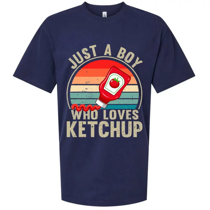 Just a Boy Who Loves Ketchup Catsup Condiment Lover Sueded Cloud Jersey T-Shirt