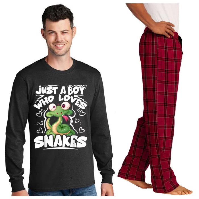 Just A Boy Who Loves Snakes Snake Lover Gift Long Sleeve Pajama Set