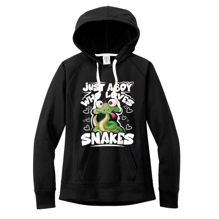 Just A Boy Who Loves Snakes Snake Lover Gift Women's Fleece Hoodie