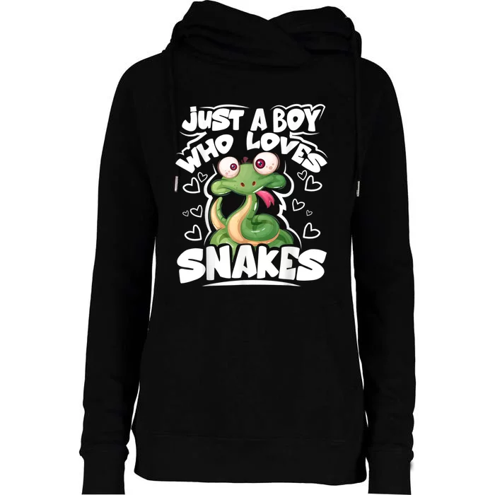 Just A Boy Who Loves Snakes Snake Lover Gift Womens Funnel Neck Pullover Hood